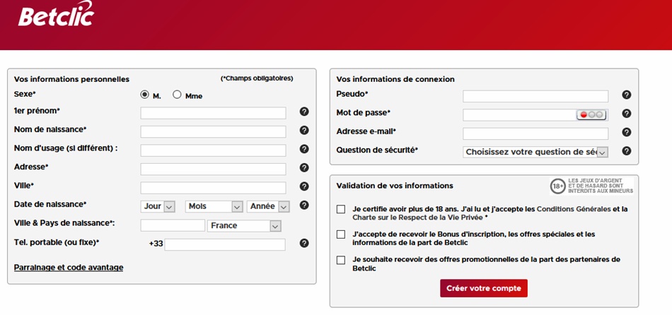 formulaire d’inscription
