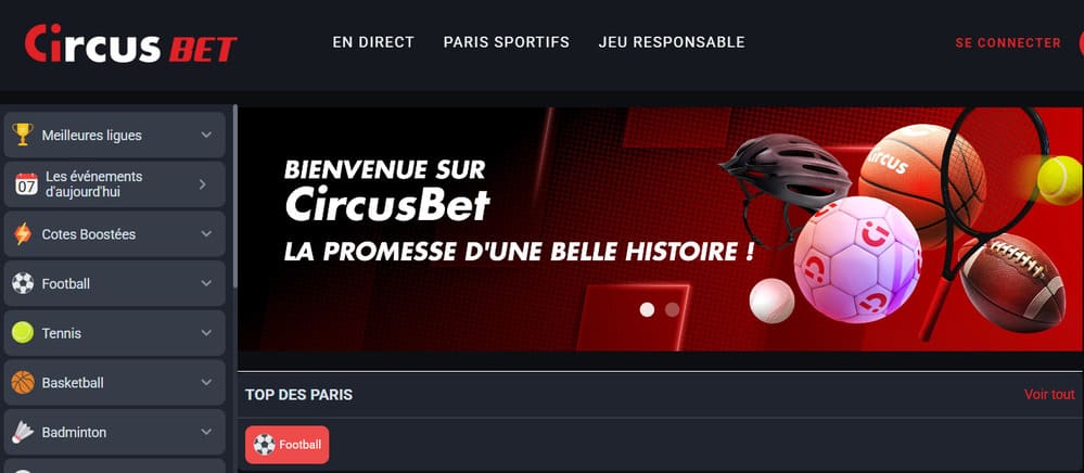 page d'accueil du nouveau casino en ligne français circusbet